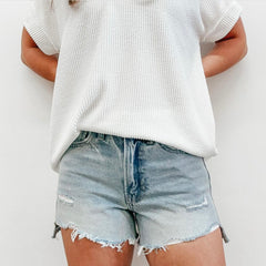 Frayed Hem Denim Shorts